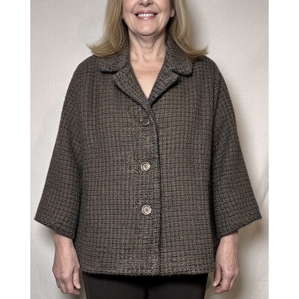 Talbots Aberdeen Blazer Jacket Tweed Lined Wool Blend 3 Button Career Womens 18W
